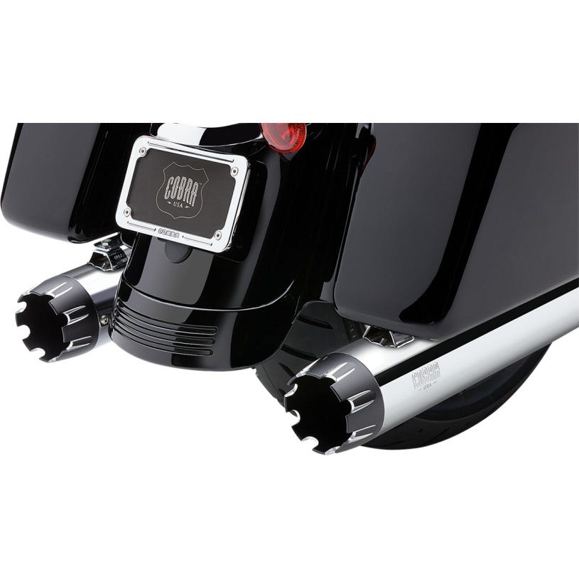 Cobra 6266 4" Round NH Series Chrome Dual Cut Slip On Mufflers Harley FLH 99-16