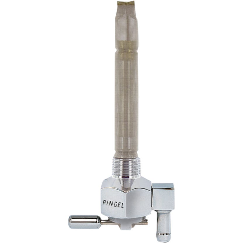 Pingel 6291-CH Power Flo Smooth Chrome HEX 180 Deg Down 3/8 NPT Petcock Harley