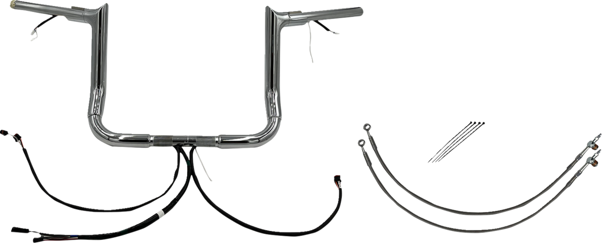 FBI Fat Baggers Wired 1-1/2" Pointed Top Handlebar Kits for FLH/X '14-'15 - Chrome / 12"