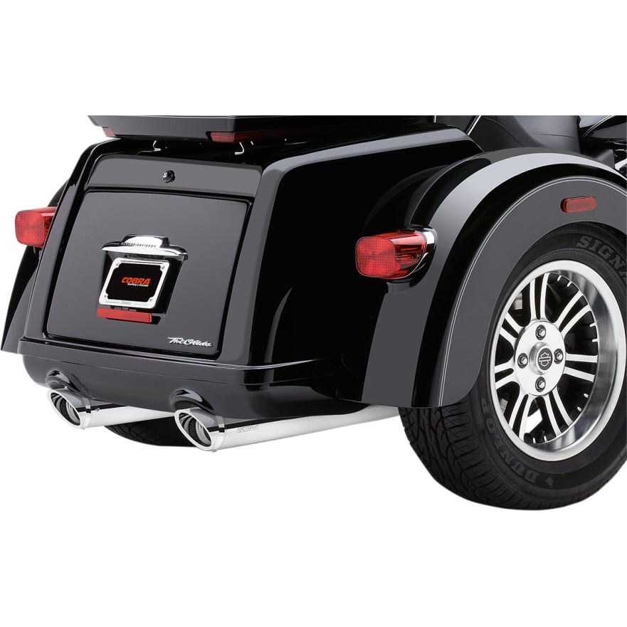 Cobra 6301 Tri Glider Chrome 3.75" Slip On Mufflers for Harley Tri Glide Trike