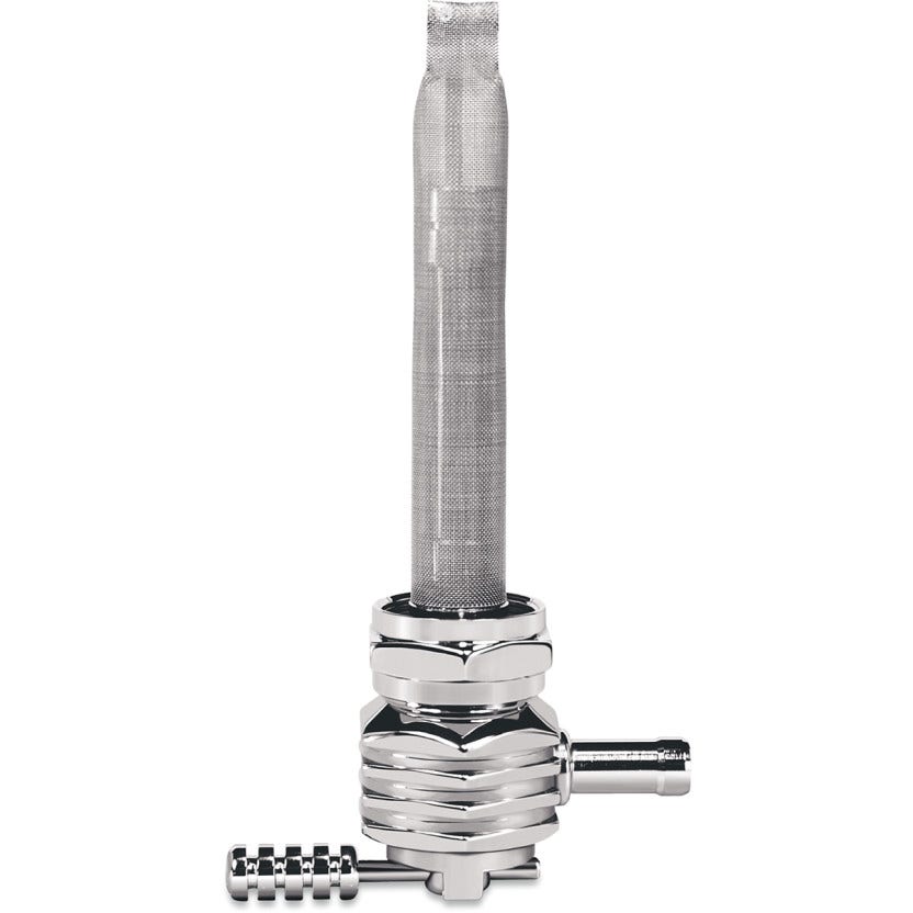 Pingel 6311-CHF Power Flo Finned Chrome HEX 180 Deg Inward 22mm Petcock Harley