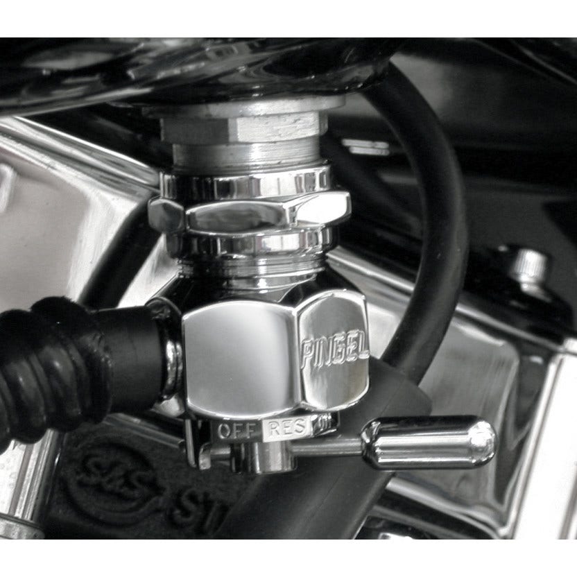 Pingel 6311-CR Power Flo Smooth Chrome Round 180 Deg Inward 22mm Petcock Harley
