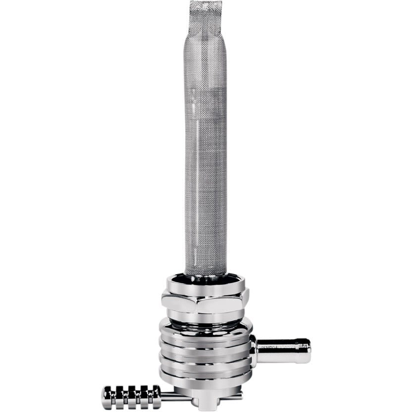 Pingel 6311-CRF Power Flo Finned Chrome Round 180 Deg Inward 22mm Petcock Harley