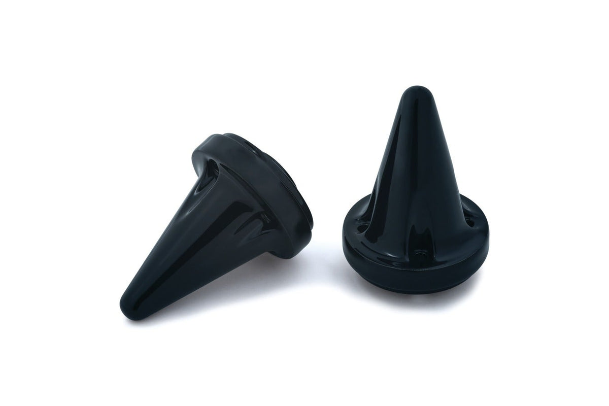 Kuryakyn Gloss Black Stiletto End Caps ISO Kinetic and Braided Harley Metric Grips 6359