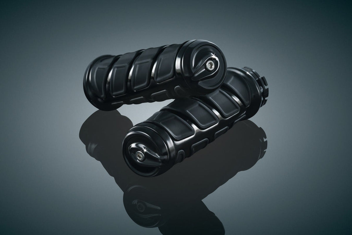 Kuryakyn Black & Rubber Kinetic Hand Grips for Kawasaki Suzuki Yamaha & Victory | 6376