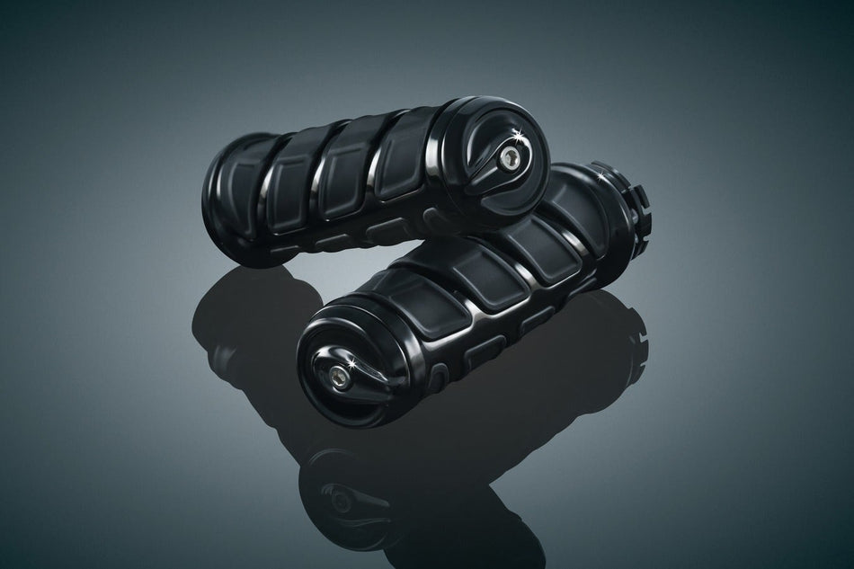 Kuryakyn Black & Rubber Kinetic Hand Grips Honda Suzuki Metric Models 1" Bars | 6373