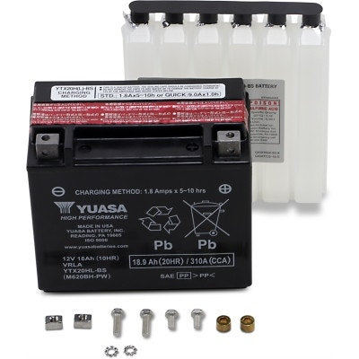Yuasa YTX20HL-BS-PW High Performance AGM Maintenance-Free Battery ATV Motorcycle