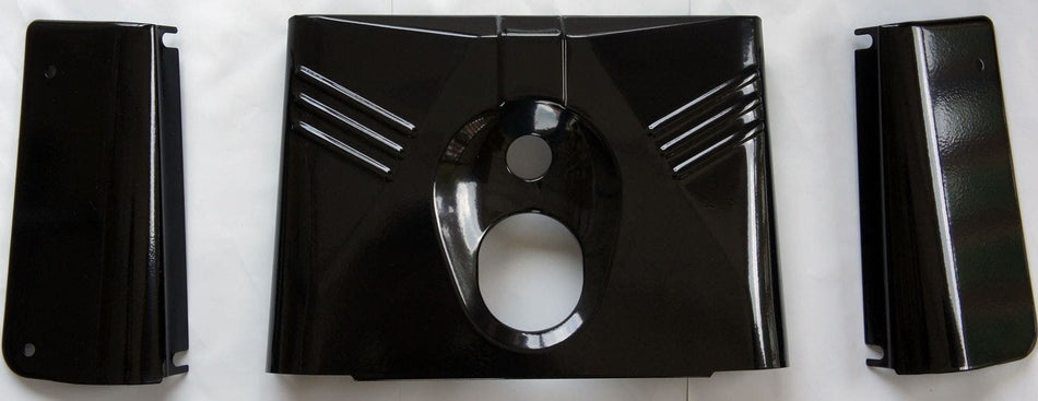 Gloss Black Slider Covers Headlight Fork Ribbed Tins Nacelle 3 Piece Harley FL Softail