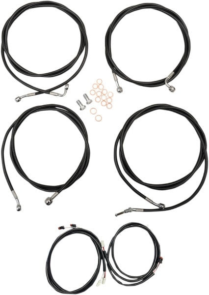LA Choppers Plug Play Cable Wire Kit 8 Ape Hanger ABS Black Harley Touring 17-Up
