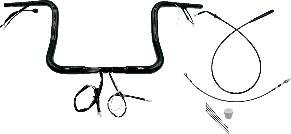 FBI 1-1/4" Round Top Pre-Wired Handlebars for 24-25 FLHX, 25 FLHXU, 23-25 FLHXSE - Black / 12"