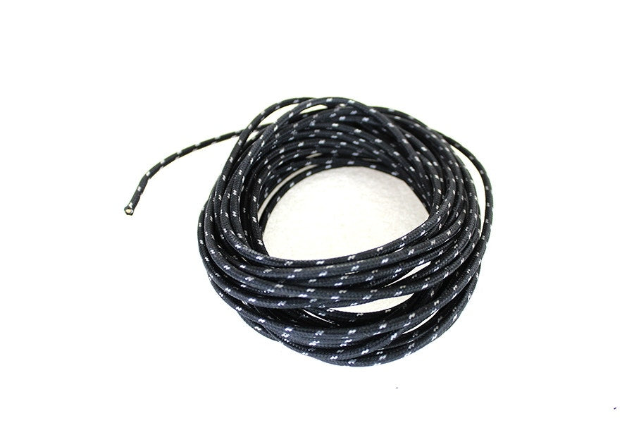 V-Twin 32-1720 Black 25ft 12 AWG Ignition Wire w/ Braided Cloth Covering Harley