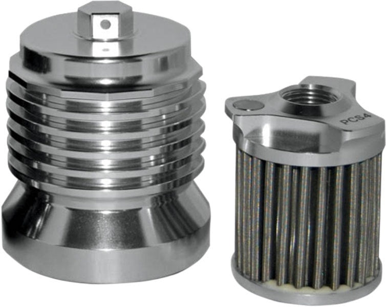 PC Racing PCS4C Polished Flo Oil Filter Reusable 35 Microns Harley & Custom