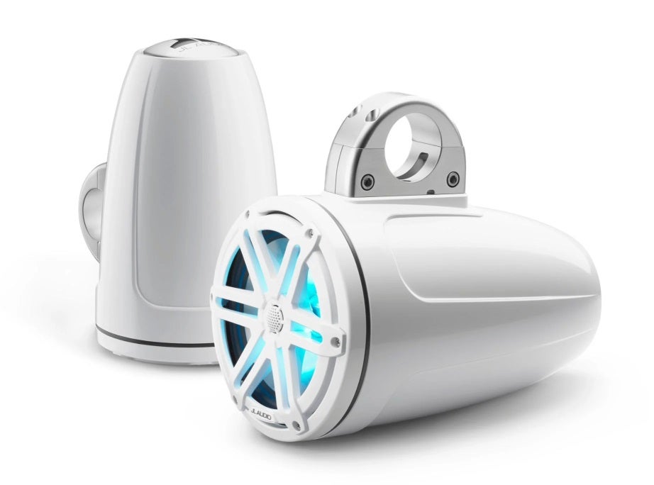 JL Audio 7.7-Inch Enclosed Tower Coaxial System Gloss White W/RGB LED Sport Grille