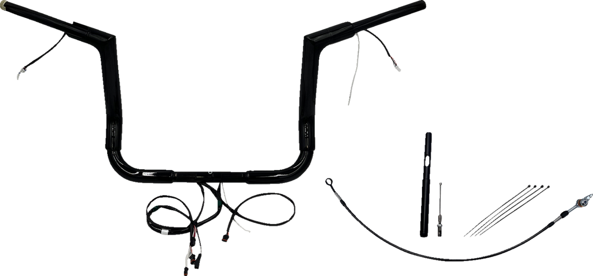 FBI Fat Baggers Wired 1-1/2" Flat Top Handlebar Kits for FLH/X '21-'22 - Black / 12"