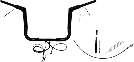 FBI Fat Baggers Wired 1-1/2" Flat Top Handlebar Kits for FLH/X '21-'22 - Black / 12"