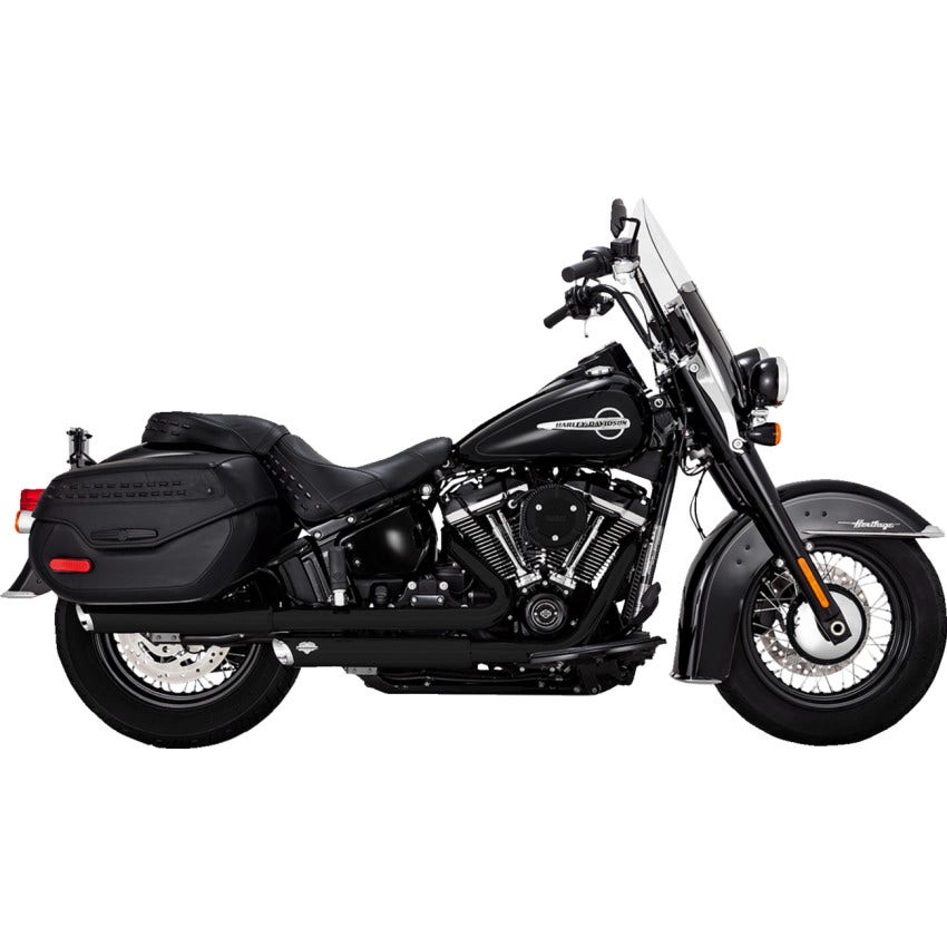 Vance & Hines 3" Black Twin Slash Slip-On Mufflers Harley 18-24 FLHC/FLHCS/FLI