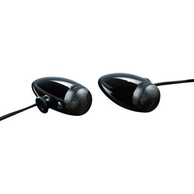 Kuryakyn 2504 Gloss Black Amber L.E.D. Mini Bullets Turn Signals for Harley 12V