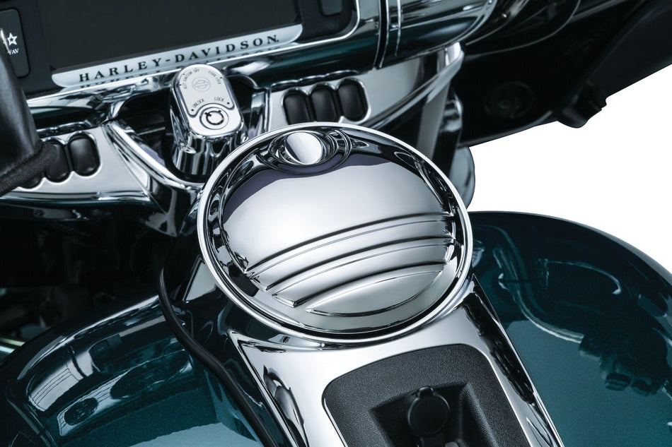 Kuryakyn Tri-Line Chrome Gas Fuel Tank Door for Harley FLH/T 08-16