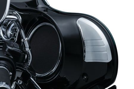 Kuryakyn Chrome Tri Line Inner Fairing Mirror Filler Covers Plugs Harley FLHX 14up | 6978