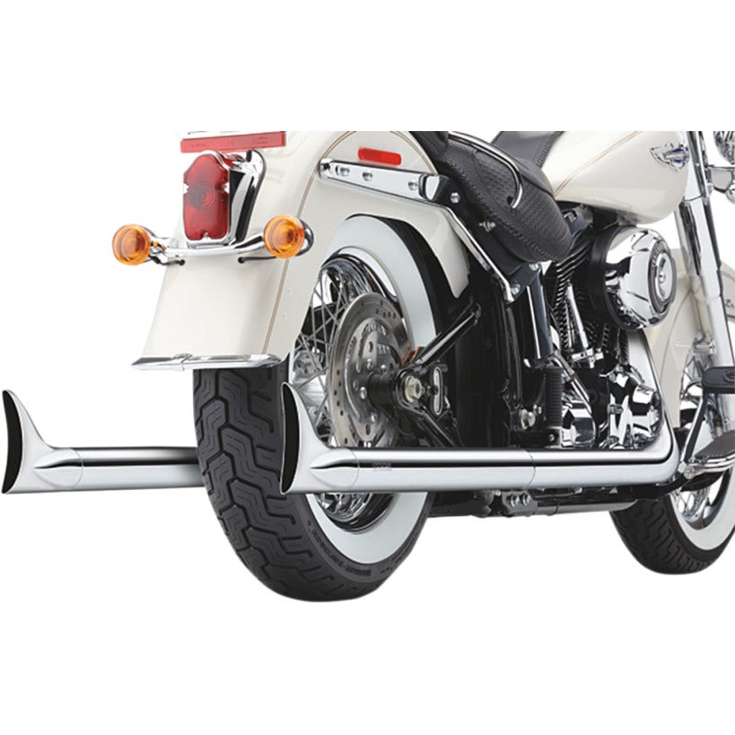 Cobra 6988 Softail Dual Chrome Exhaust w/ Fishtail Tips Harley Softail FX /FLST 07-11
