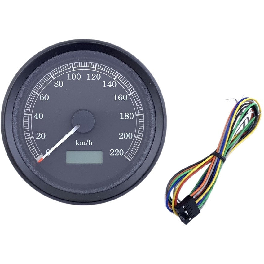 Drag Specialties Black 3-3/8" Programmable Electronic Speedometer 220 KMH Harley