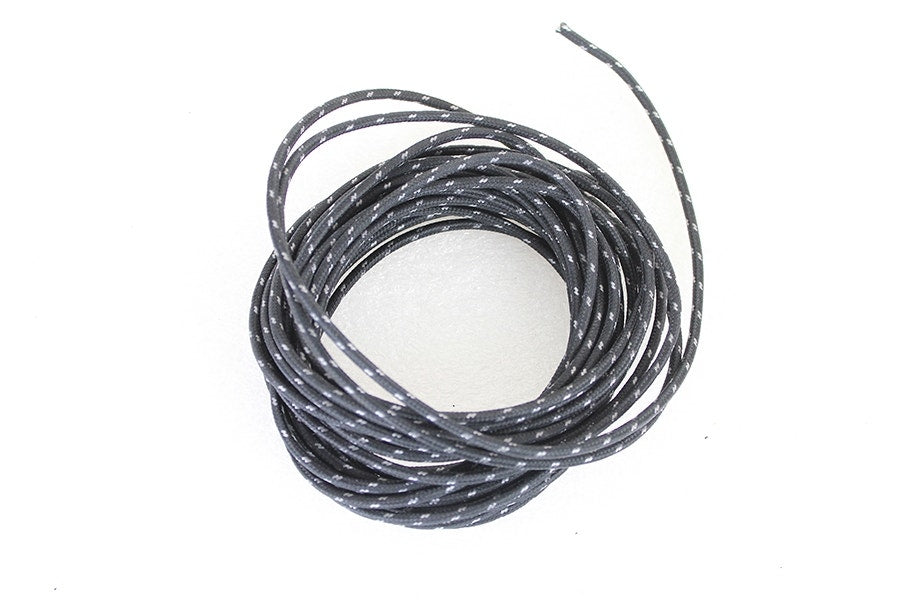 V-Twin 32-1720 Black 25ft 12 AWG Ignition Wire w/ Braided Cloth Covering Harley