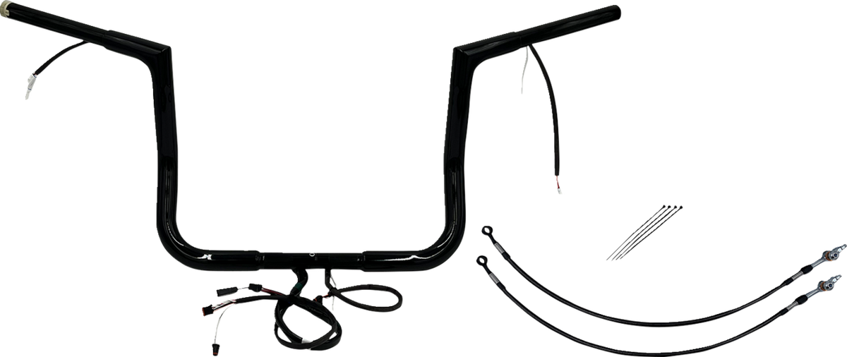 FBI Fat Baggers Wired 1-1/4" Flat Top Handlebar Kits for 14-15 FLHT/FLHX & Trike - Black / 12"