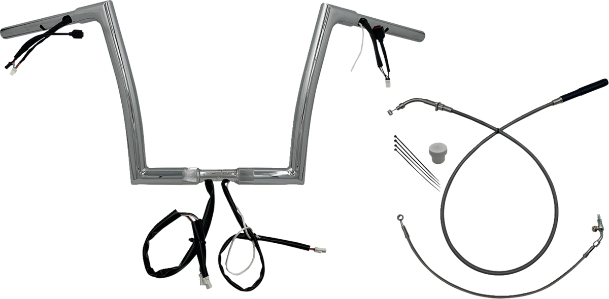 FBI 1-1/4" EZ Flat Top Pre-Wired Handlebars for 24-25 FLTRX, 23-25 FLTRXSE - Chrome / 12"