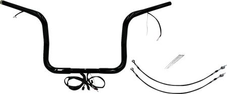 FBI Wired 1-1/4" Round Top Handlebar Kits for 14-15 FLHT/FLHX & Trike - Black / 12"