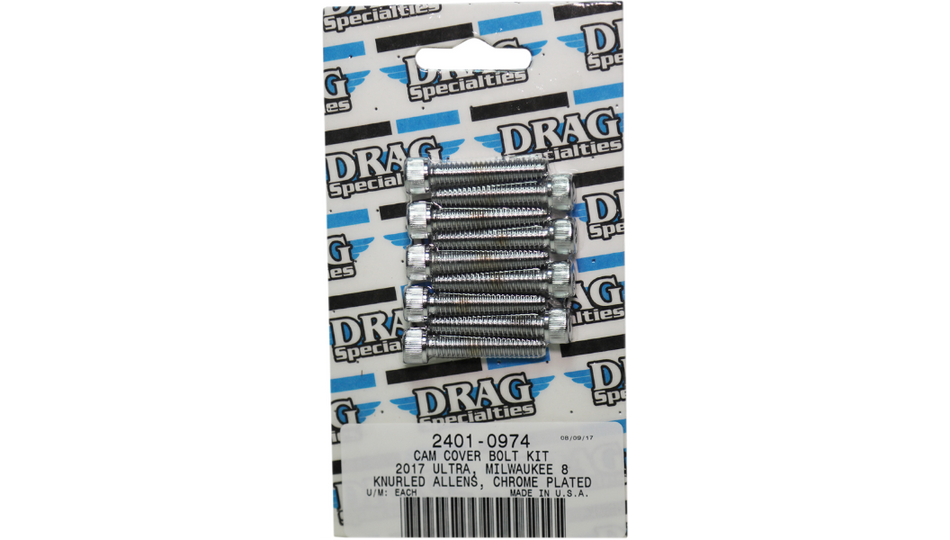 Drag Chrome Knurled M8 Cam Cover Bolt Kit 4 Harley 17-22 M8 Models