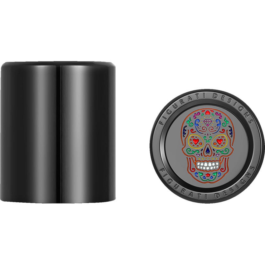 Figurati Designs Short Black W/ Sugar Skull 4 Harley 25.2MM x 30MM