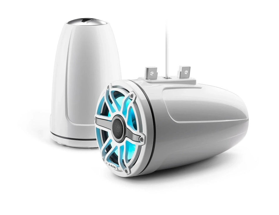 JL Audio 7.7-Inch Enclosed Tower Coaxial System Gloss White W/Transflective LED Sport Grille