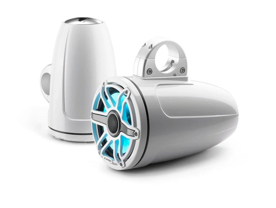 JL Audio 7.7-Inch Enclosed Tower Coaxial System Gloss White W/Transflective LED Sport Grille