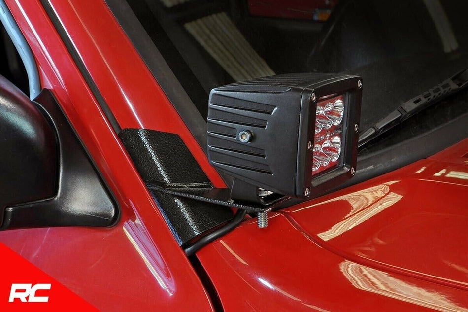 Rough Country 70525 Windshield LED Light Brackets for 1984-2001 Jeep Cherokee XJ