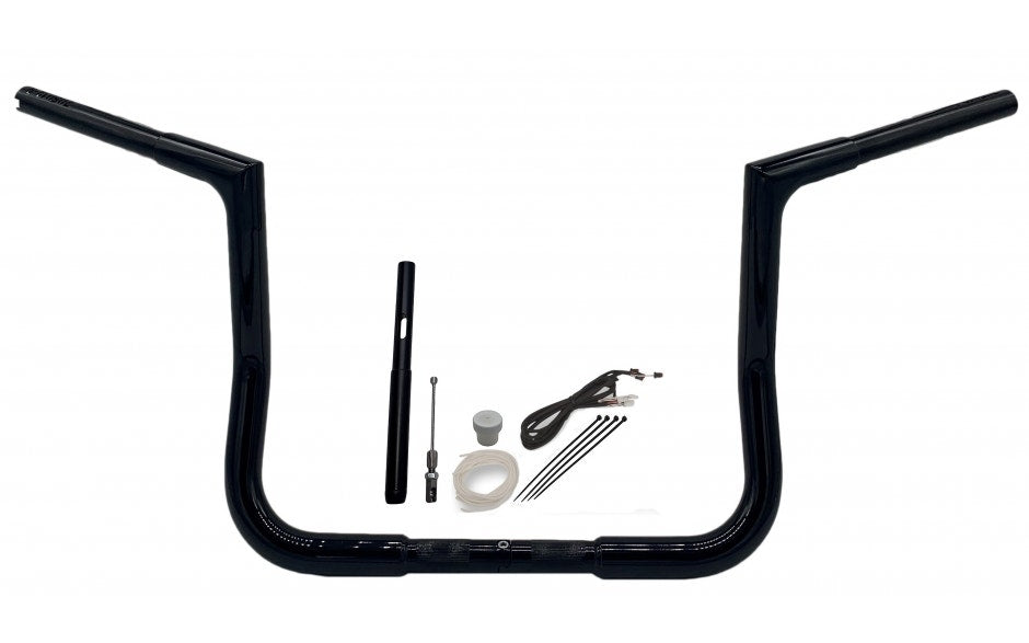 FBI Fat Baggers Black 12" EZ Install Flat Top Handlebar Pckg Harley FLH 21-22