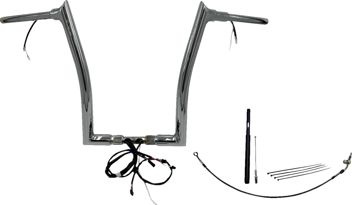 FBI Fat Baggers Wired 1-1/2" Pointed Top Handlebar Kits for FLTR '21-'25 - Chrome / 16"