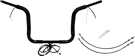 FBI Fat Baggers Wired 1-1/2" Round Top Handlebar Kits for FLH/X '14-'15 - Black / 12"