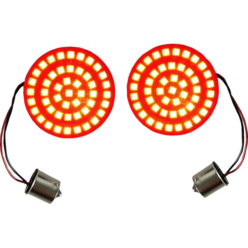Custom Dynamics Genesis 4 Solid Red Bullet Rear Turn Signal Inserts Harley 00-24