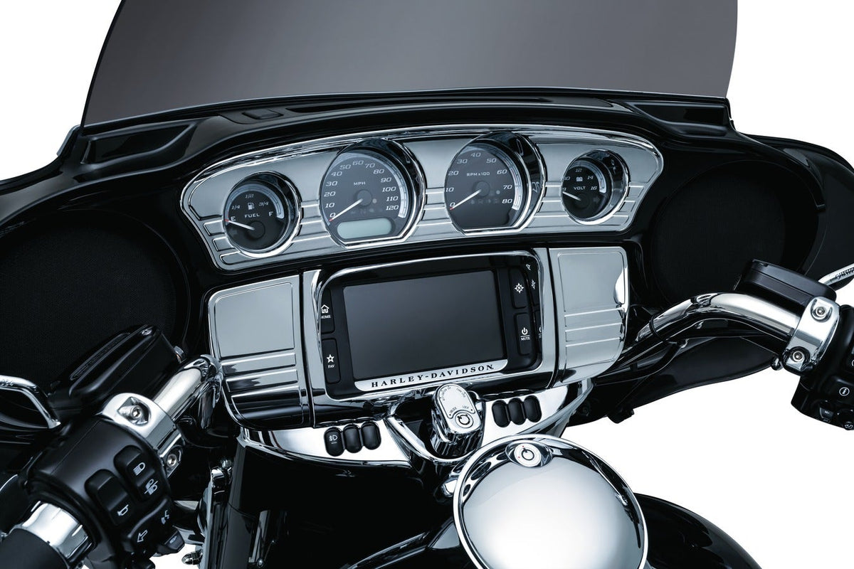 Kuryakyn Chrome Deluxe Tri Line Stereo Trim Cover for Harley Touring FLH/T  14-17