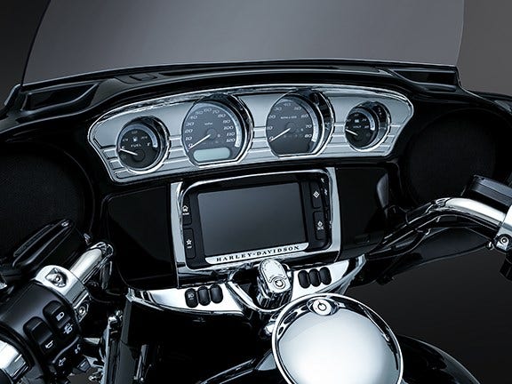 Kuryakyn Chrome Tri-Line Gauge Trim for Harley '14-'17 Touring & Trike