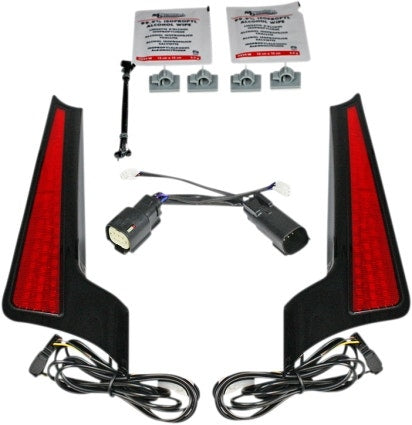 Custom Dynamics Black Red Lens Fender Fillerz Fascia Panel Harley FLH/T 14-Up