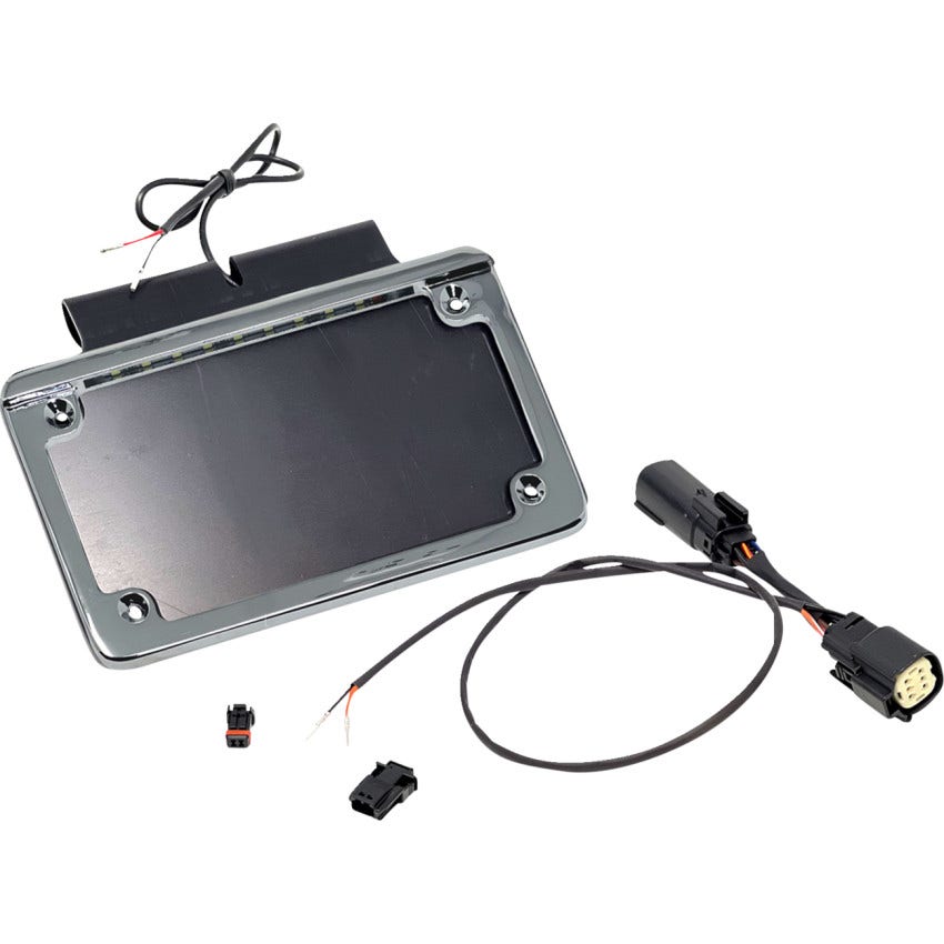 Namz Illuminated Chrome Frame Saddlebag License Plate Mount Harley 10-13 FLHX