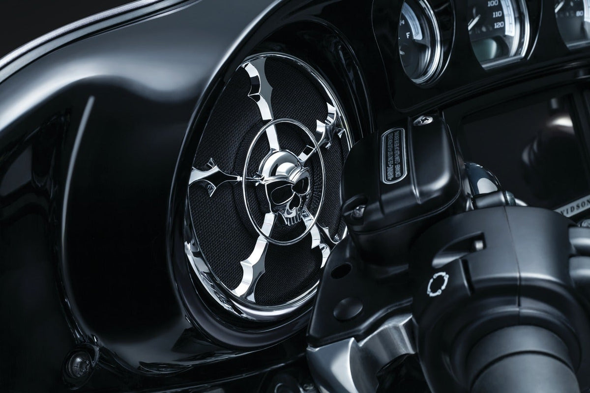 Kuryakyn Chrome Zombie Front Fairing Speaker Grills for Harley FLH/T 14-17