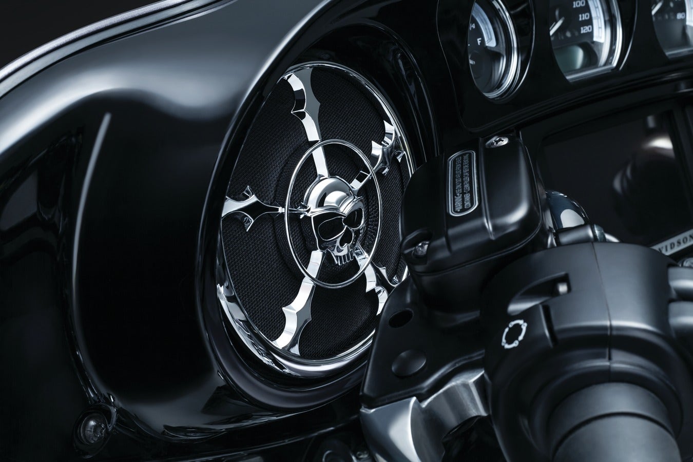 Kuryakyn Chrome Zombie Front Fairing Speaker Grills for Harley FLH/T 14-17