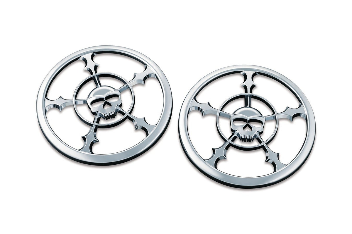 Kuryakyn Chrome Zombie Front Fairing Speaker Grills for Harley FLH/T 14-17