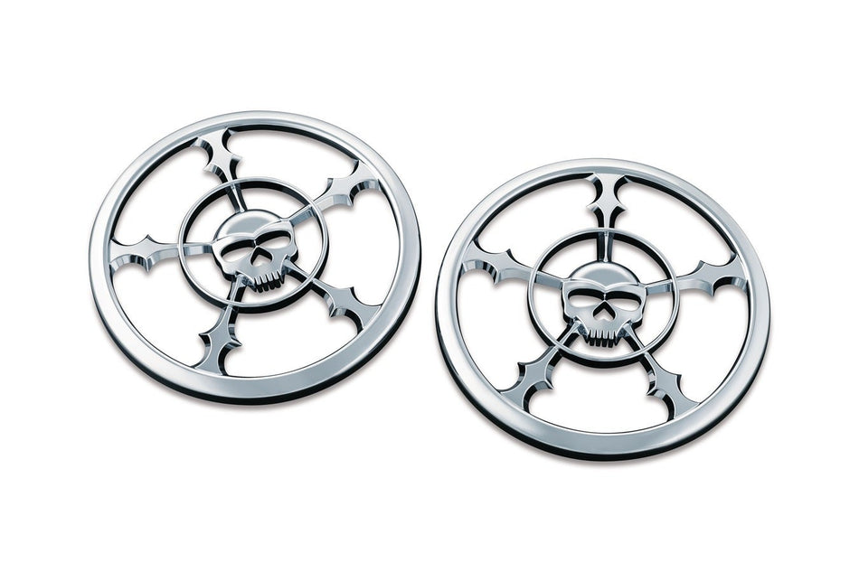 Kuryakyn Chrome Zombie Front Fairing Speaker Grills for Harley FLH/T 14-17