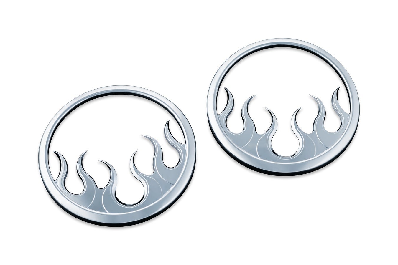 Kuryakyn Chrome Flame Front Fairing Speaker Grills for Harley FLH/T 14-17