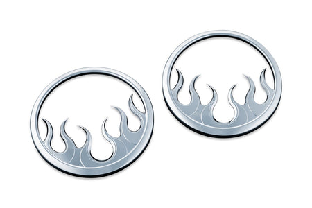Kuryakyn Chrome Flame Front Fairing Speaker Grills for Harley FLH/T 14-17