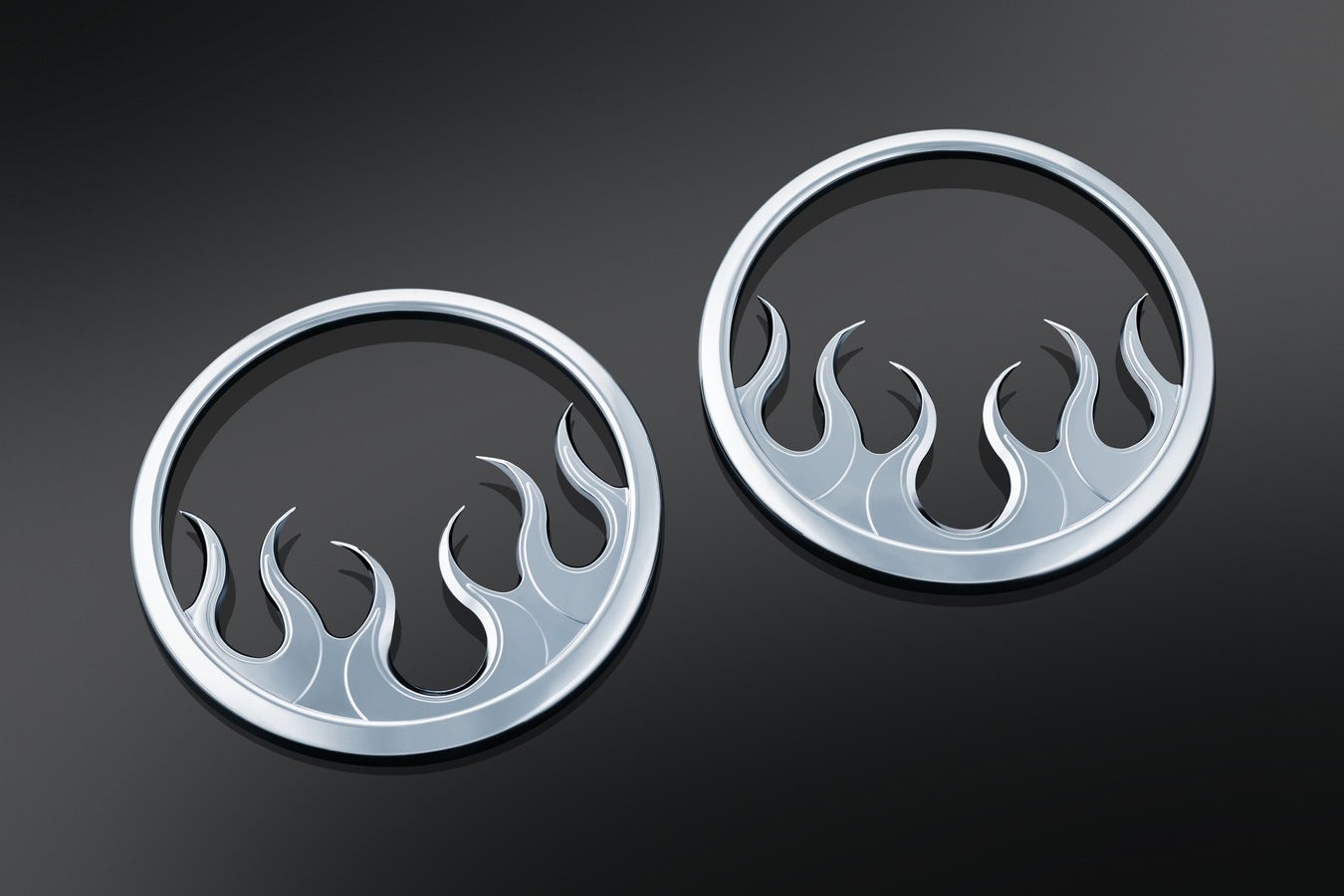 Kuryakyn Chrome Flame Front Fairing Speaker Grills for Harley FLH/T 14-17