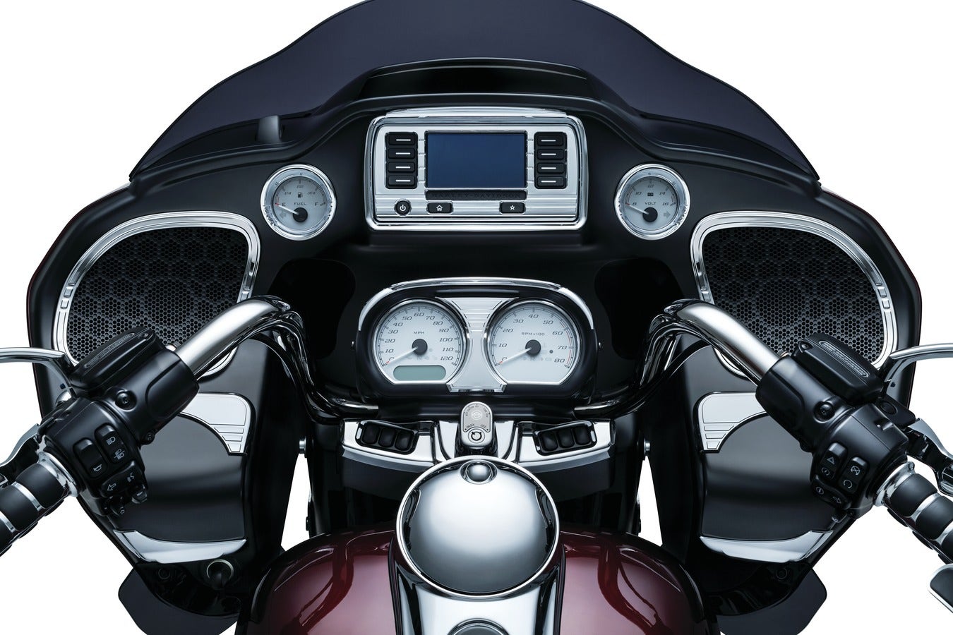 Kuryakyn Chrome Tri Line Speaker Grill Accents for Harley Road Glide FLTR 15 | 7385